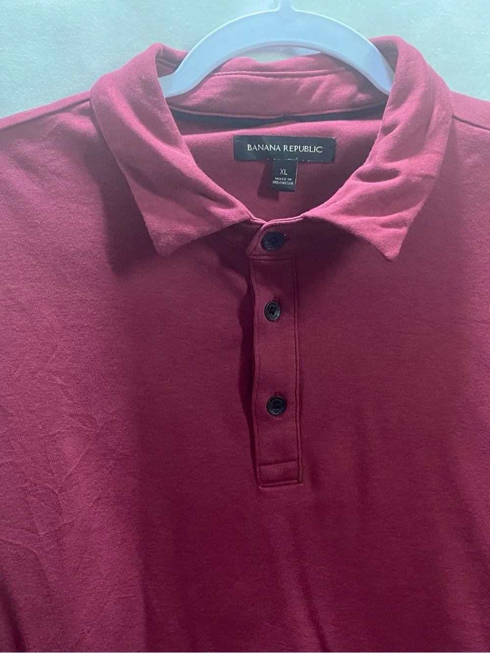 Banana Republic Burgundy Solid Polo Shirt Men's XL Short Sleeve Cotton Logo